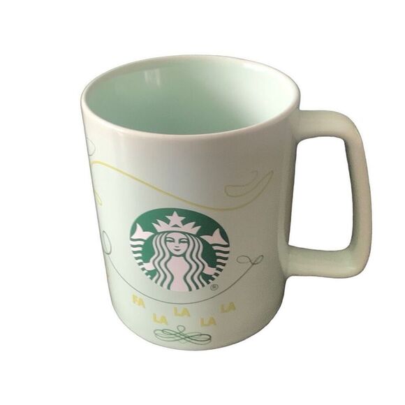 Pre Owned Starbucks 2020 Mint Green Holiday Fa La La La La Mug Cup 11 Oz X-Mas - Picture 5 of 12